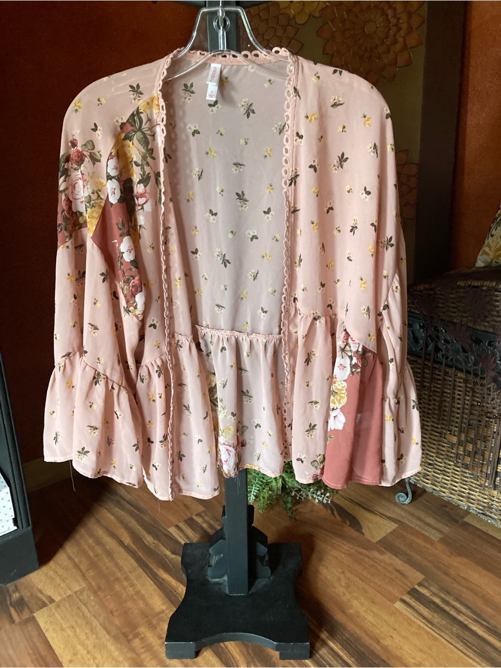 Xhilaration Small mixed boho patterned open front kimono